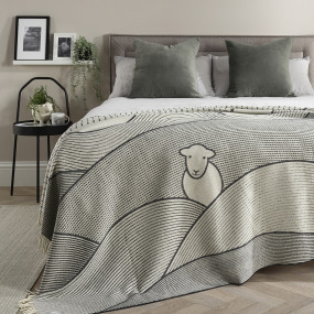 Line Recycled Wool Throw - Dark Grey