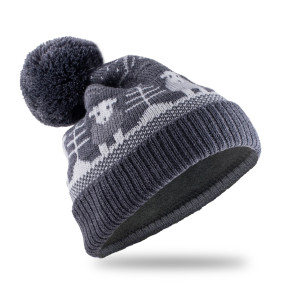 Fair Isle Bobble Hat Grey