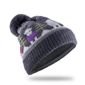 Fair Isle Bobble Hat Purple