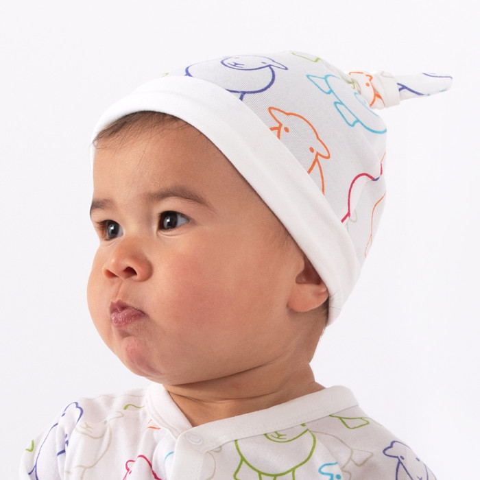 Plain white cotton baby hats deals