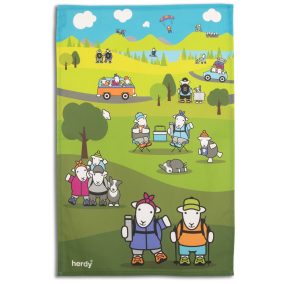 Herdy Roam Free Tea Towel featuring Joe and Flo roaming free in the Lake District
