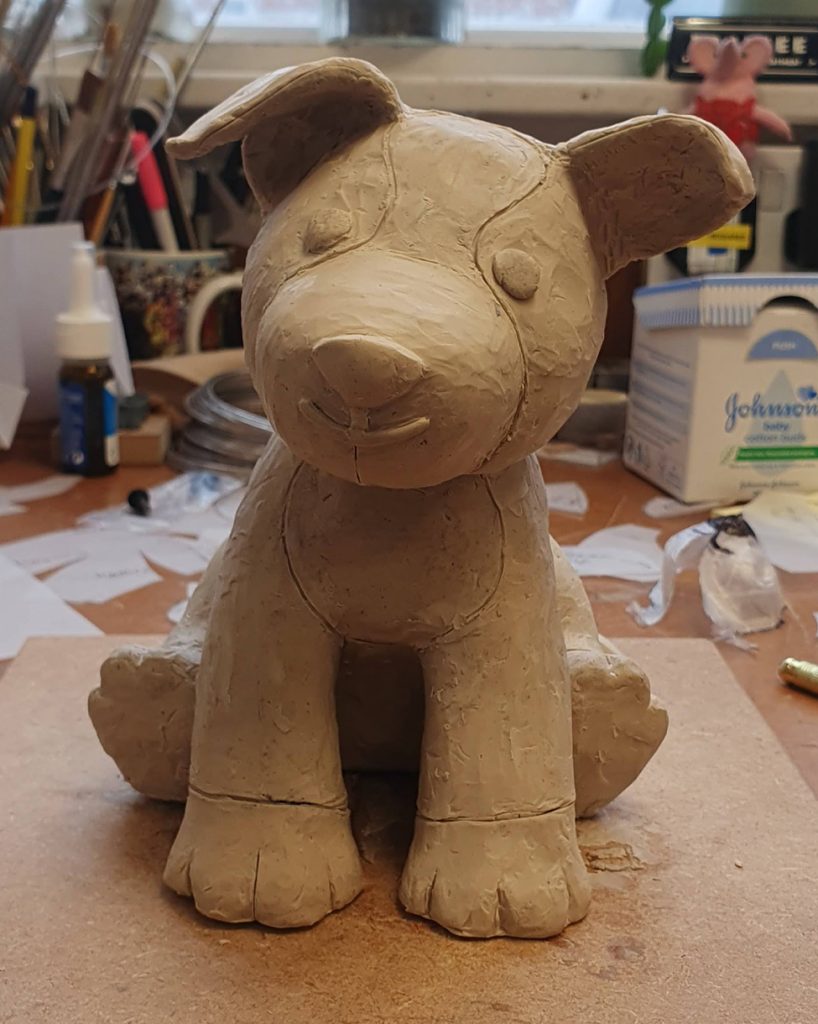 Clay model of a Sheppy soft toy