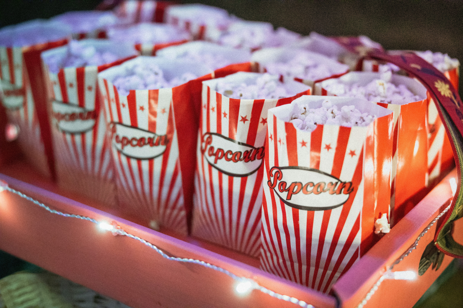 Rain in the Lake District: bags of popcorn in a cinema