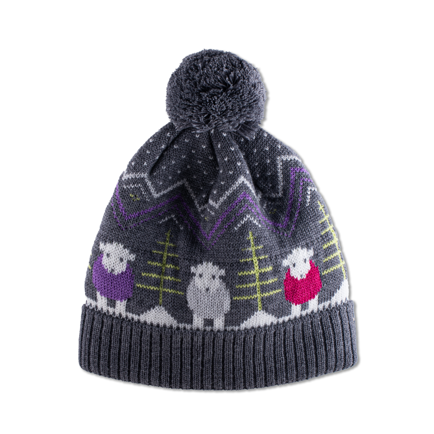 Fair Isle Bobble Hat Purple