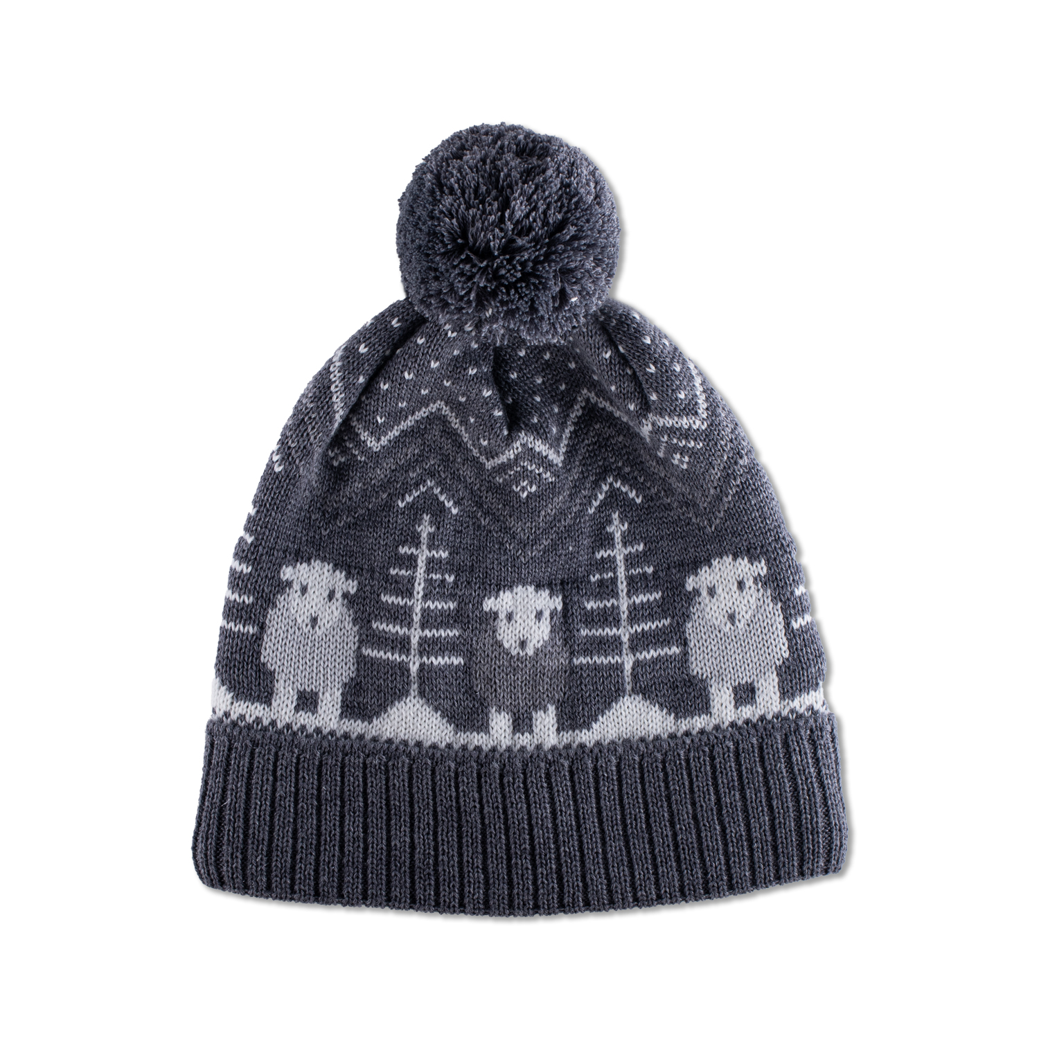 Fair Isle Bobble Hat Grey